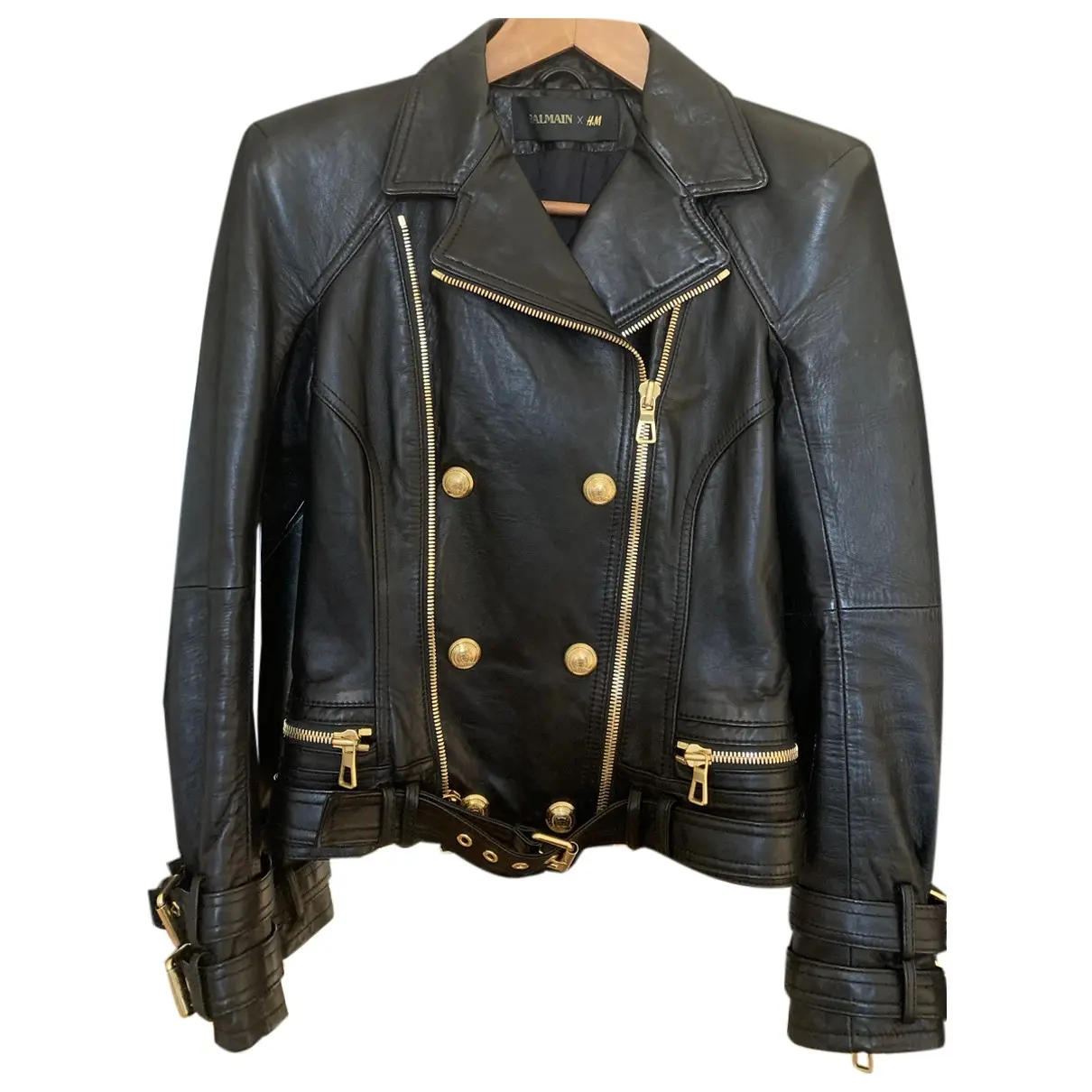 Leather jacket Balmain For H&M
