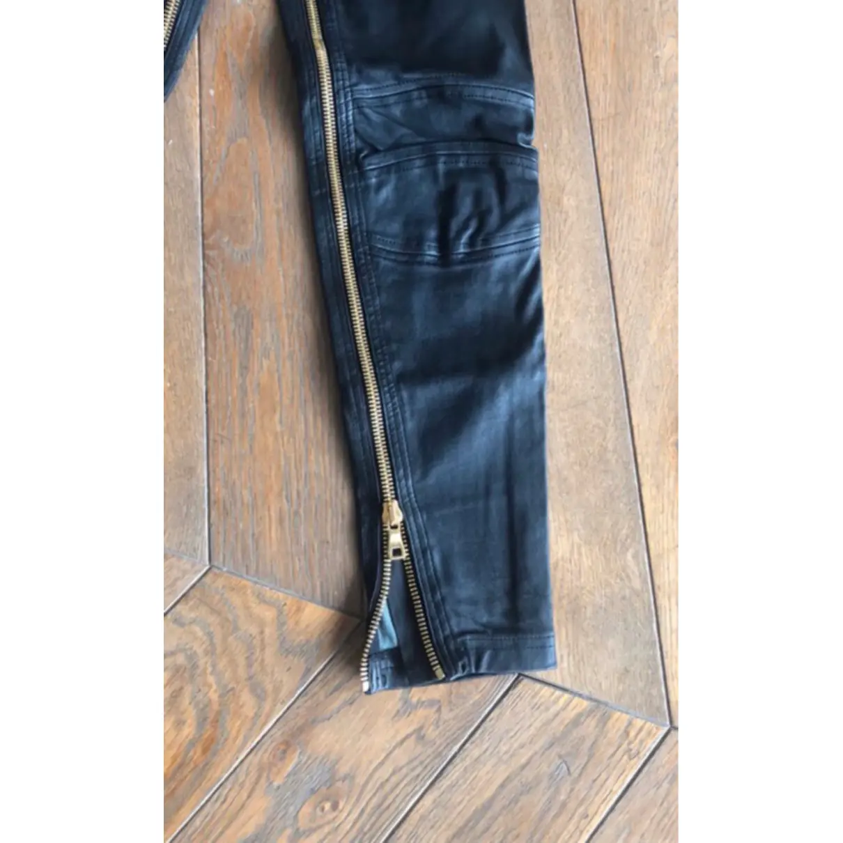 Buy Balmain Leather slim pants online
