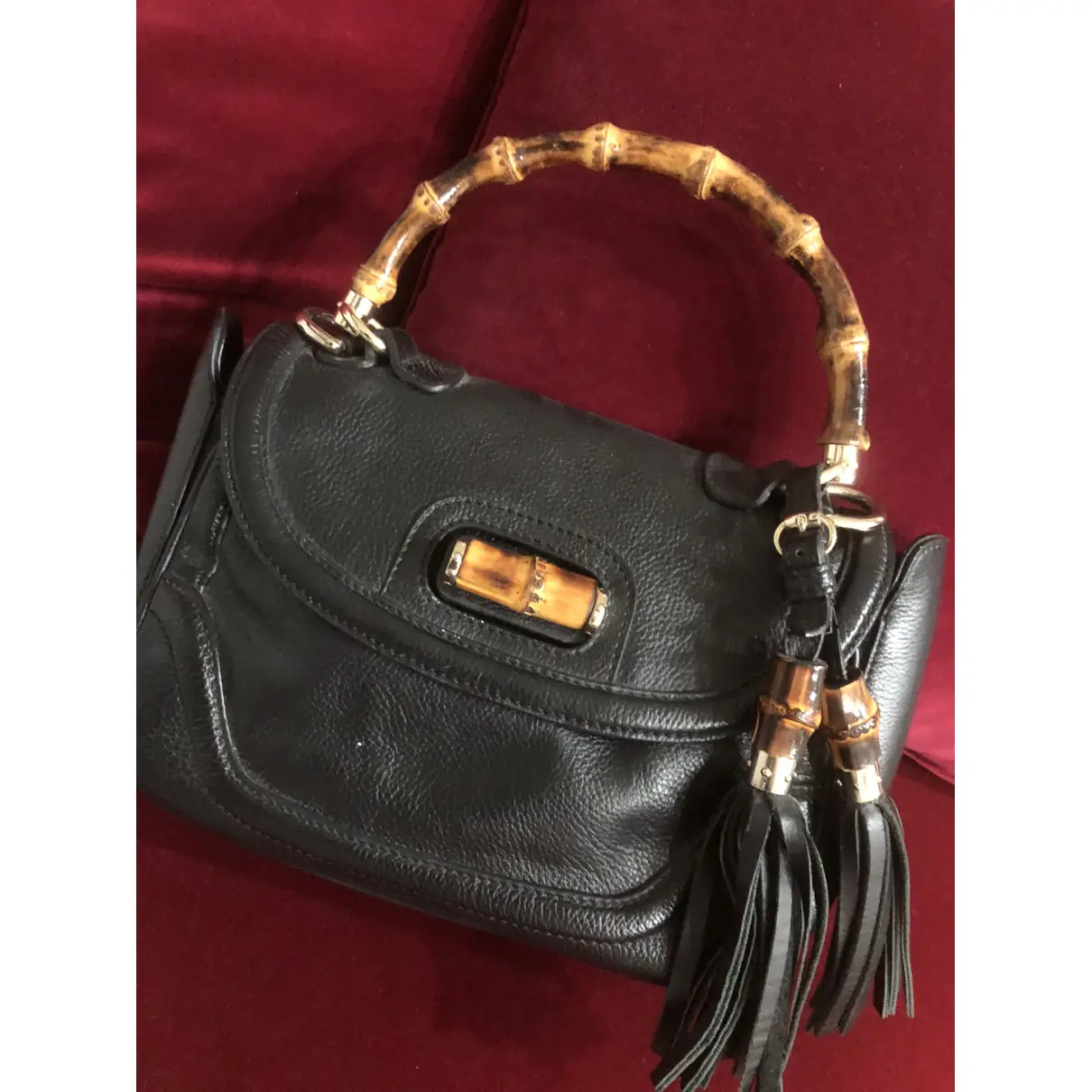 Buy Gucci Bamboo Convertible Satchel leather handbag online