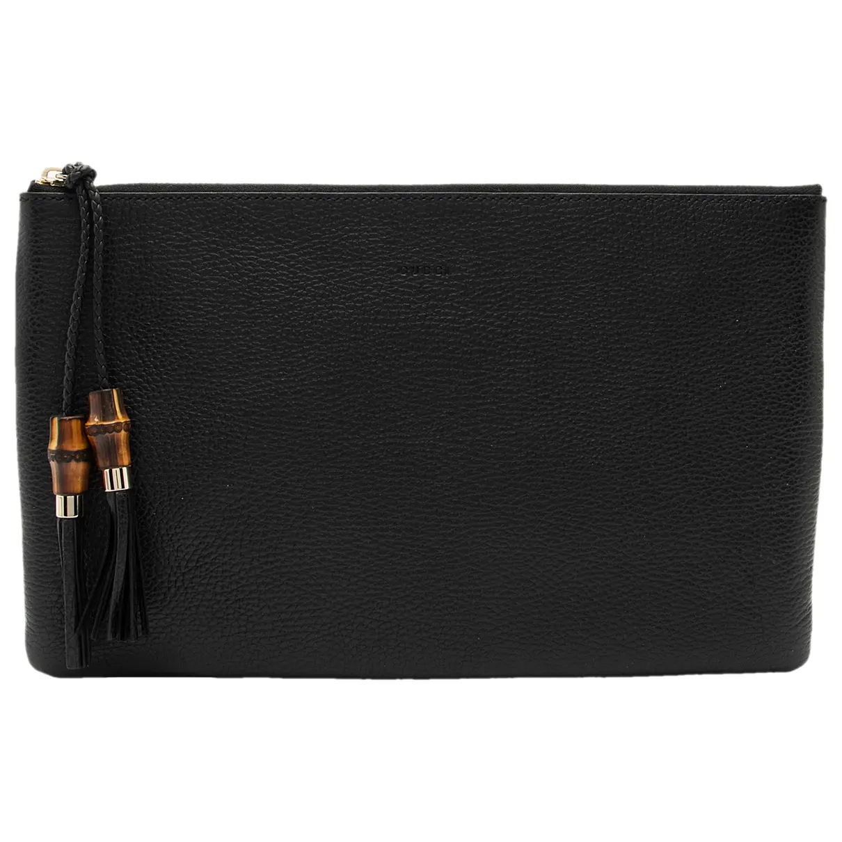 Bamboo leather clutch bag
