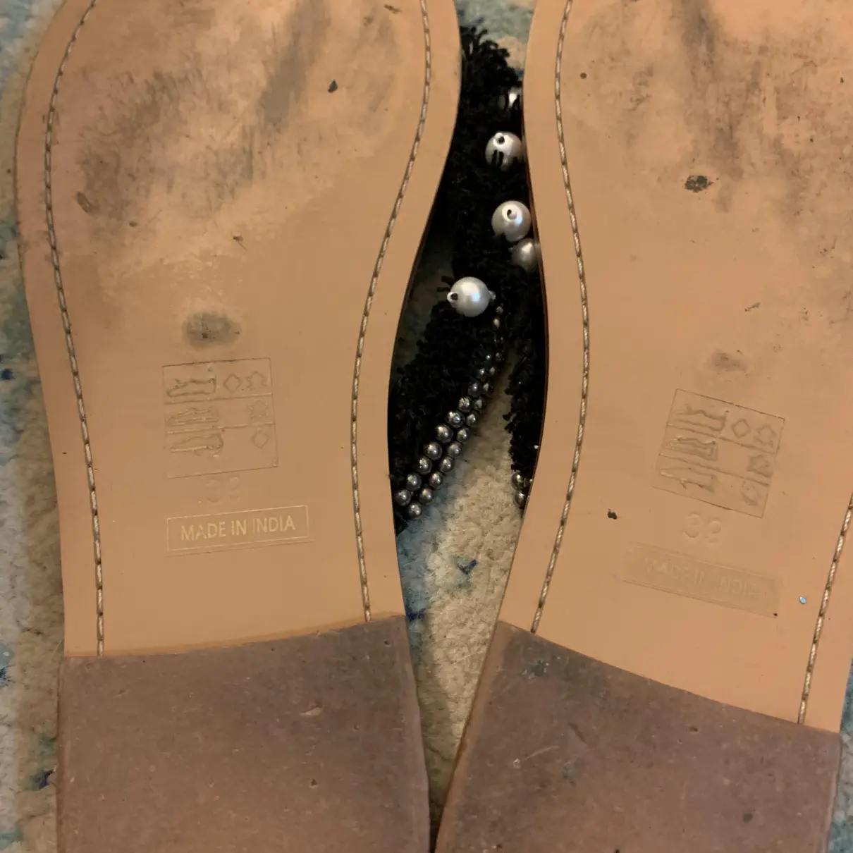 Leather flip flops Barneys New York