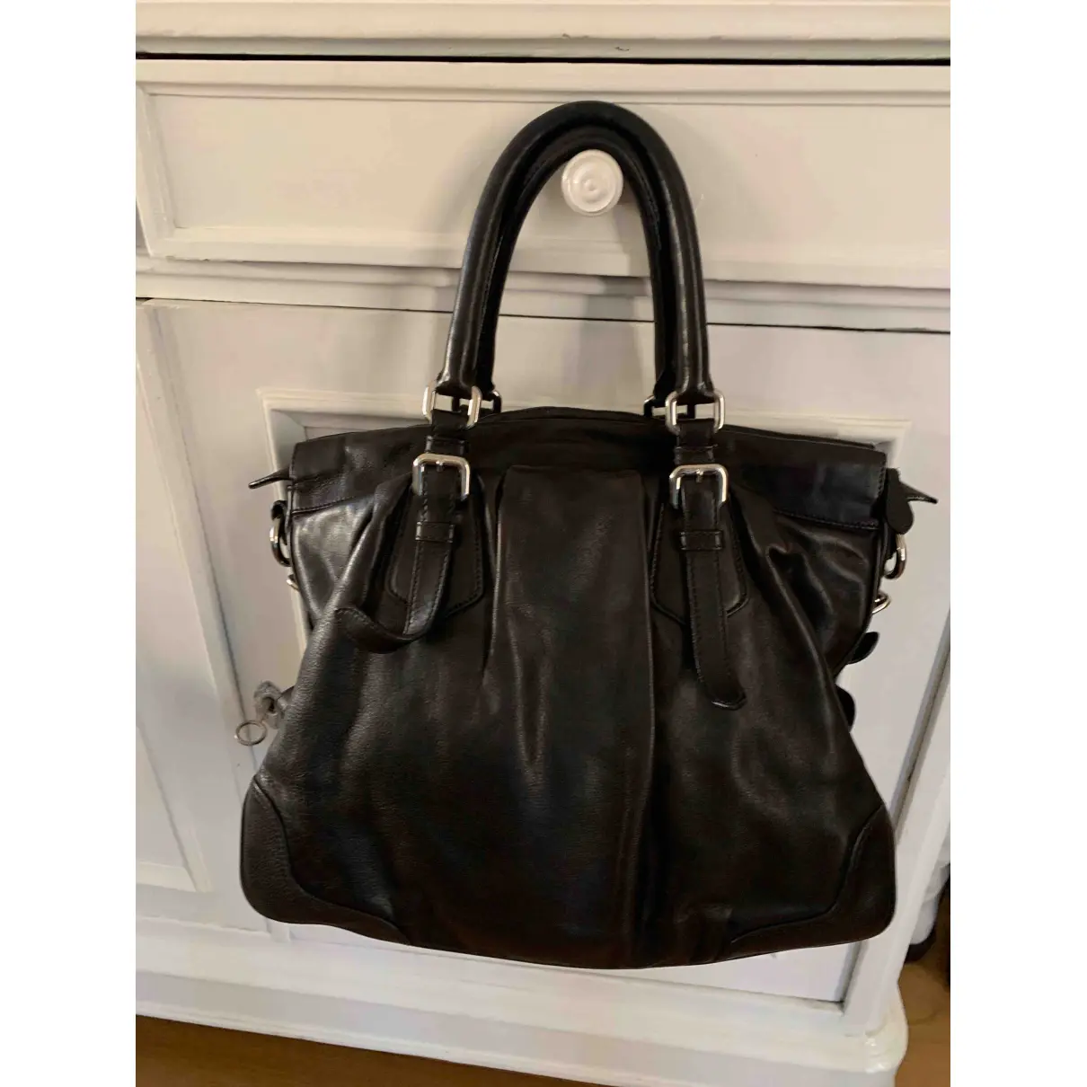 Buy Prada Bibliothèque leather handbag online