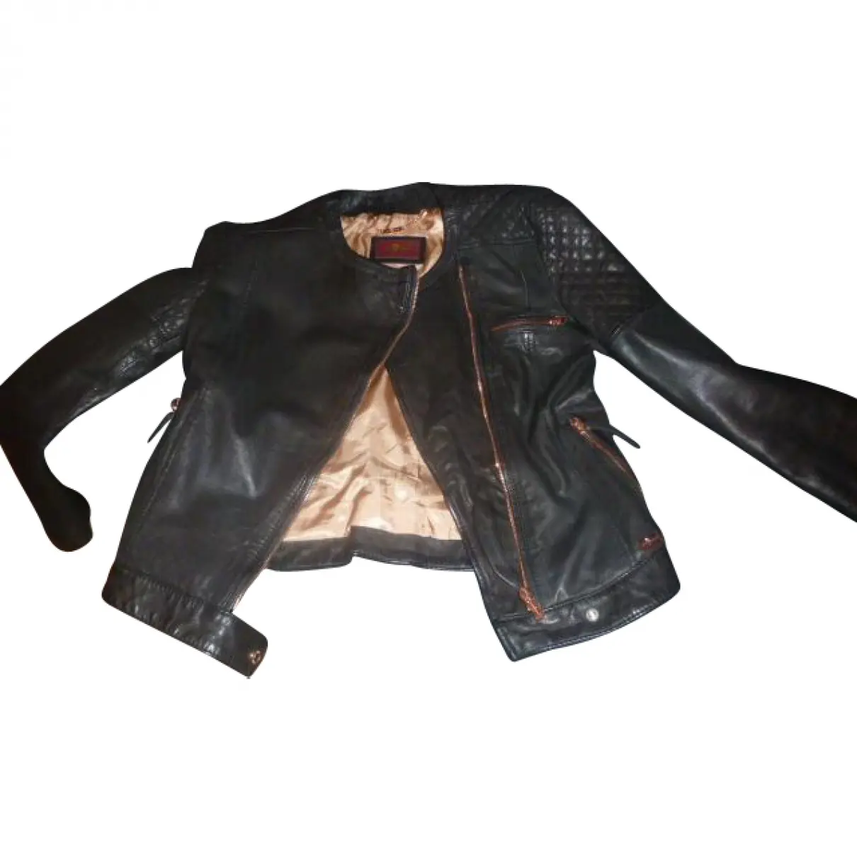 Black Leather Biker jacket 7 For All Mankind
