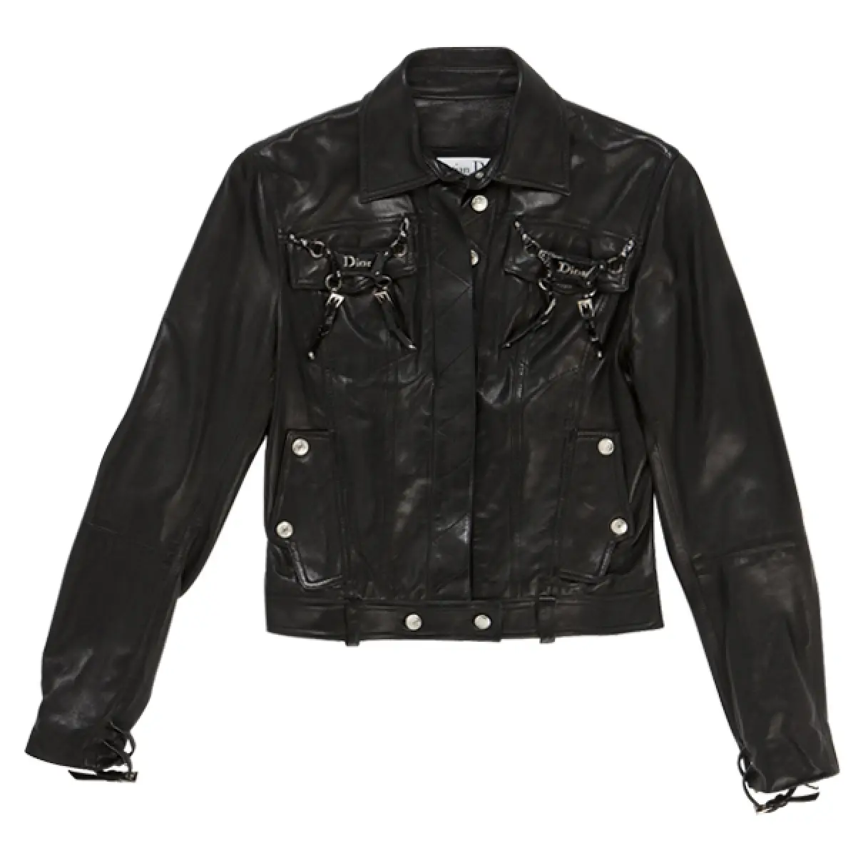 Black Leather Biker jacket Christian Dior - Vintage
