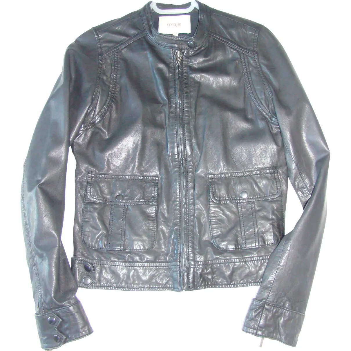 Black Leather Biker jacket Maje