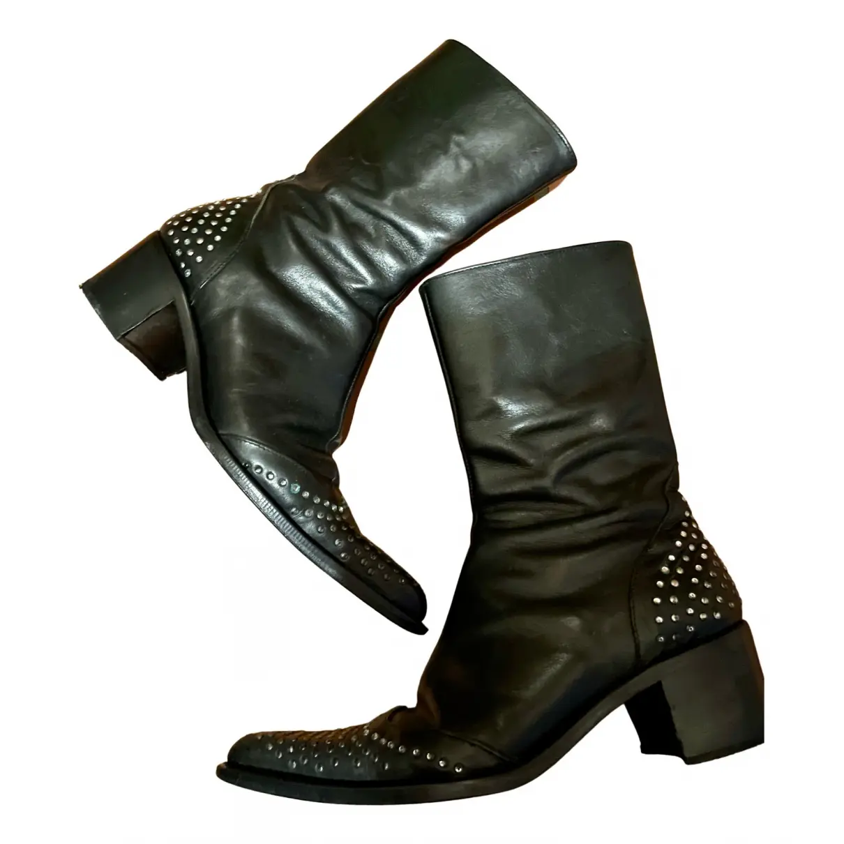 Leather western boots Black Tie Oleg Cassini