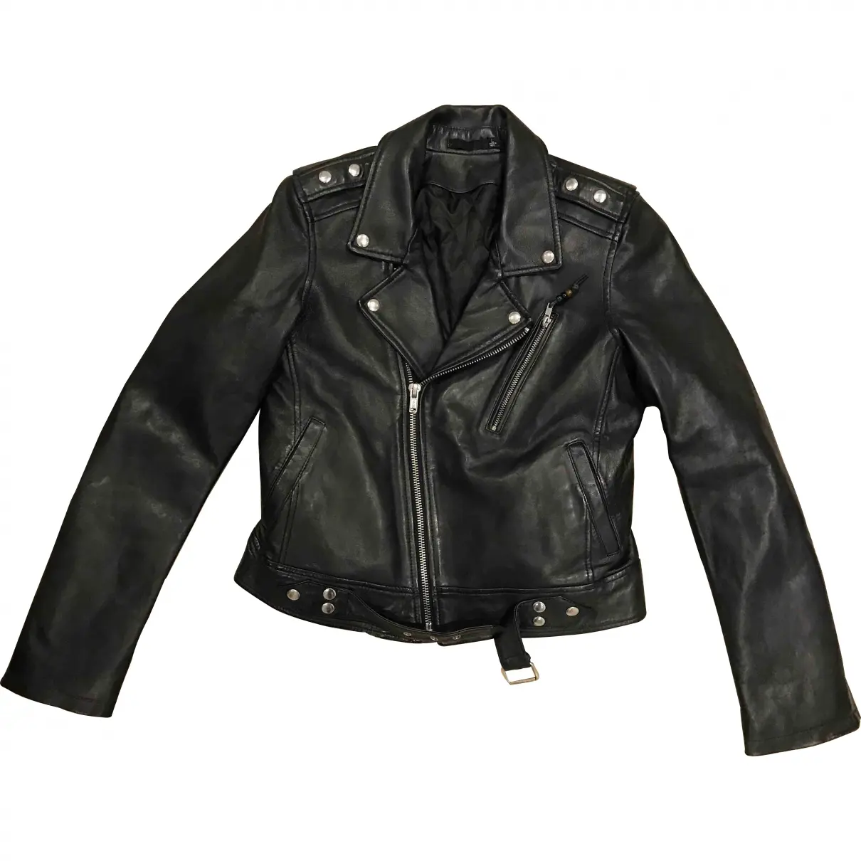 Leather biker jacket Blk Dnm