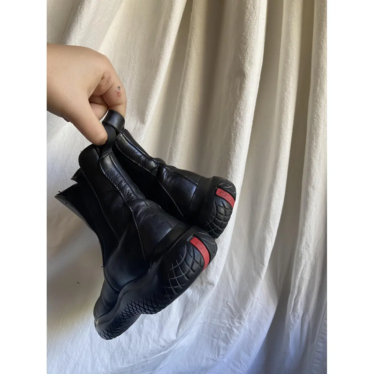 Block Combat leather biker boots Prada - Vintage