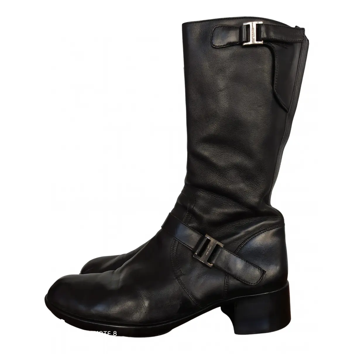 Block Combat leather biker boots Prada