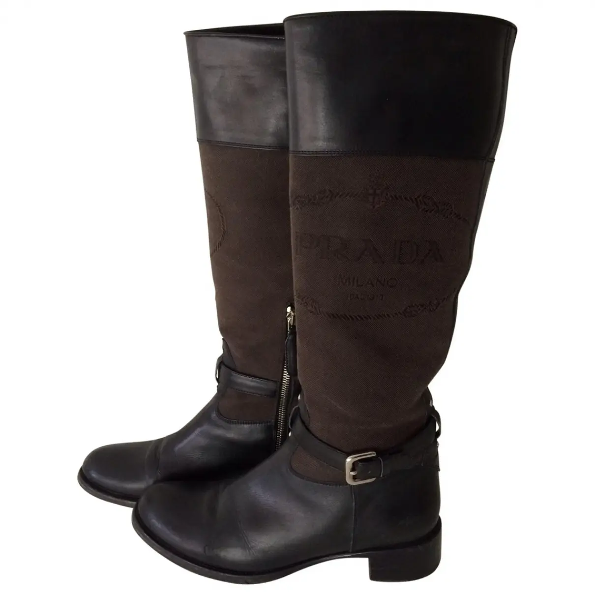 Black Leather Boots Prada