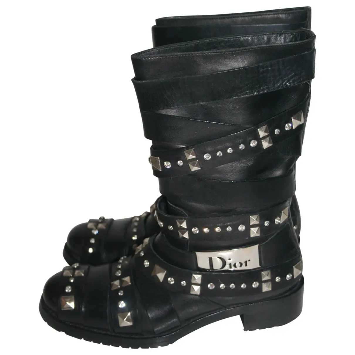 Black Leather Boots Dior