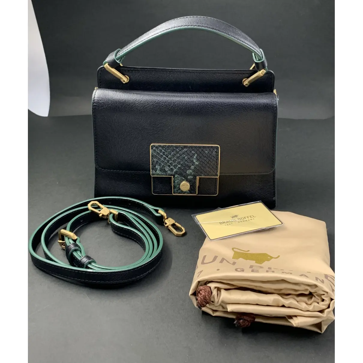 Leather handbag Braun Buffel