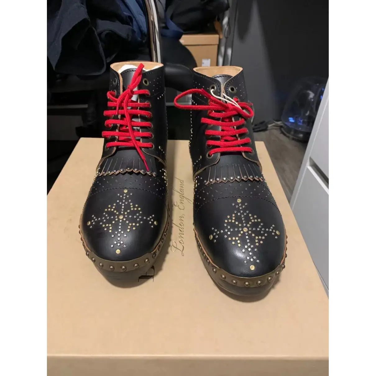 Buy Burberry Leather lace up boots online