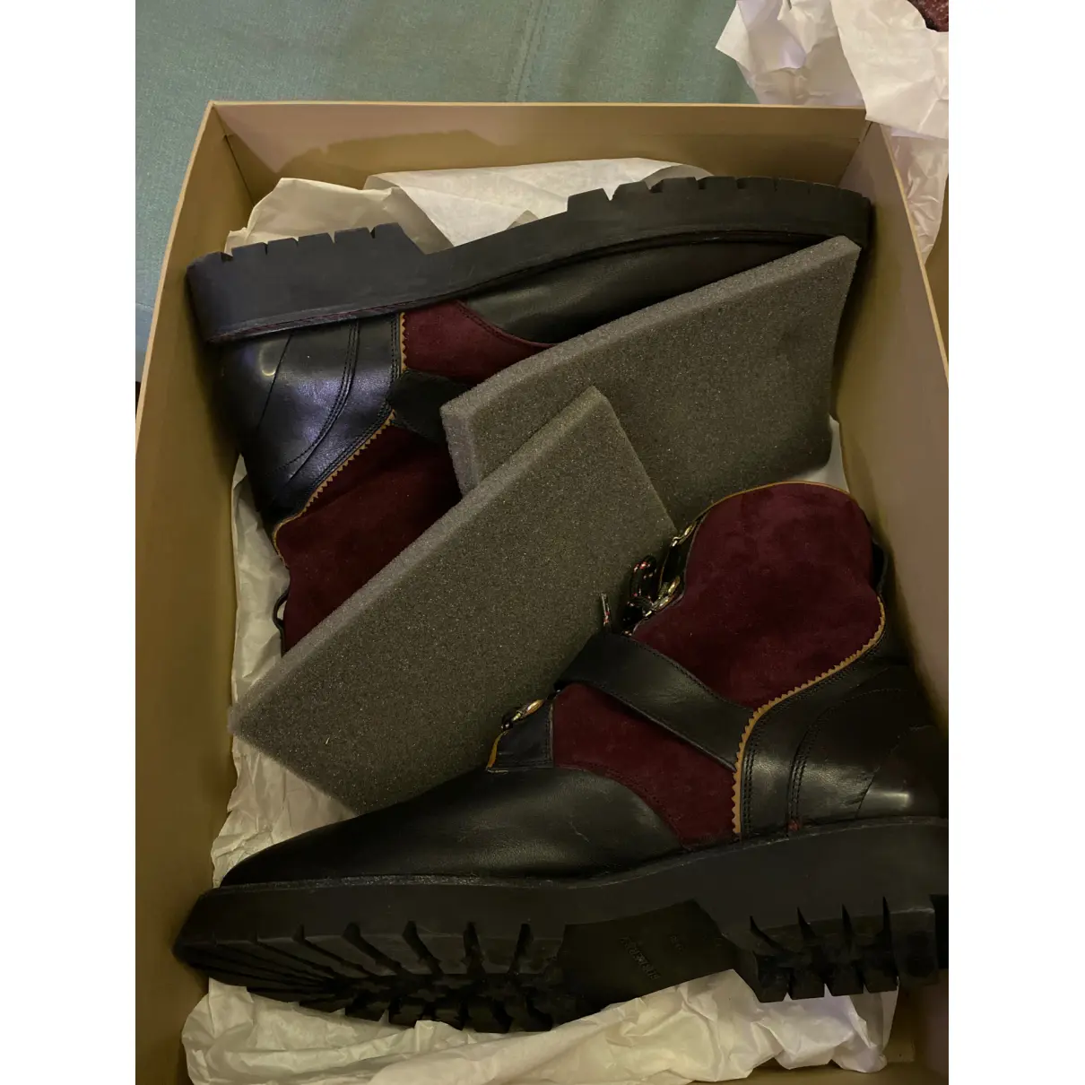 Leather biker boots Burberry