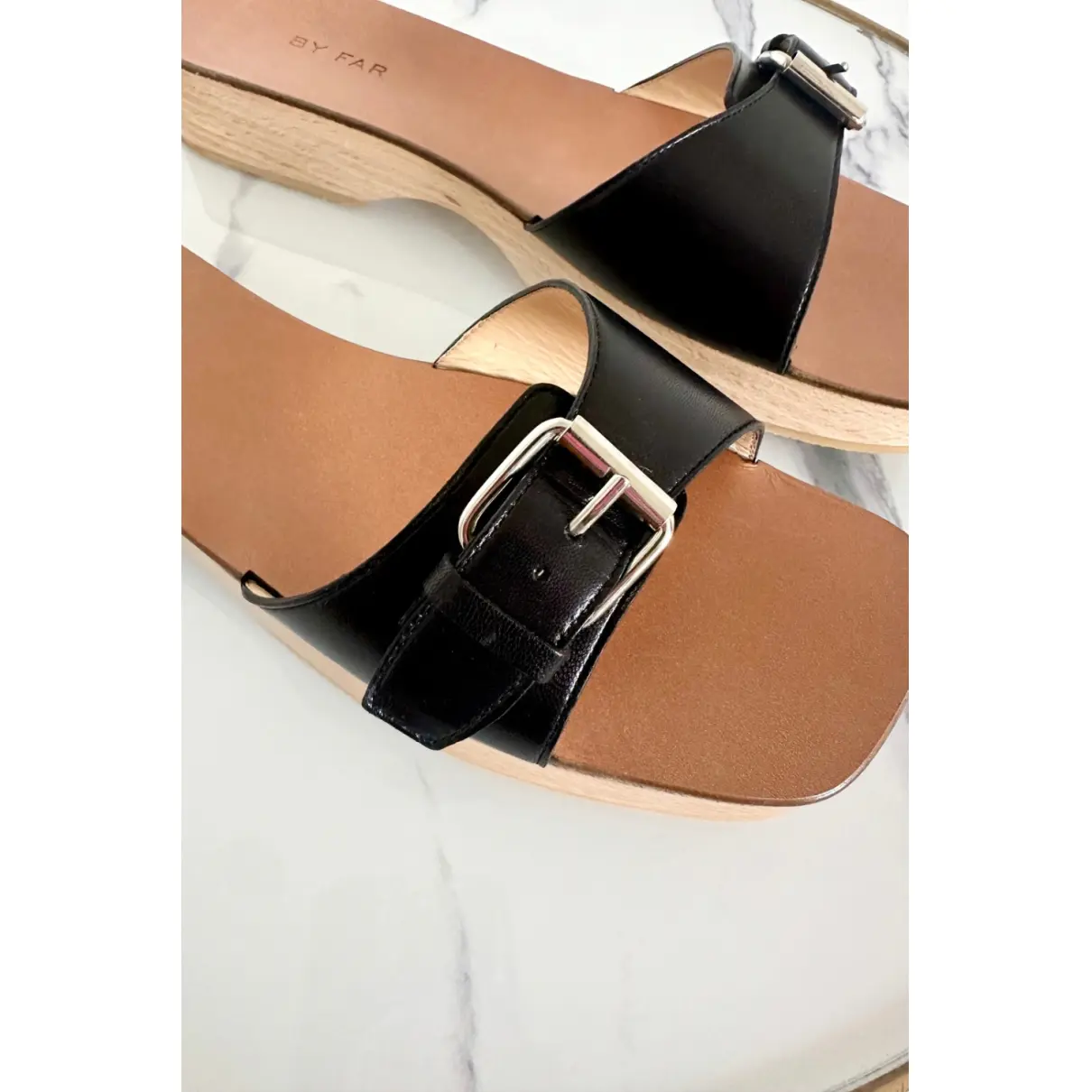 Buy By Far Leather mules & clogs online