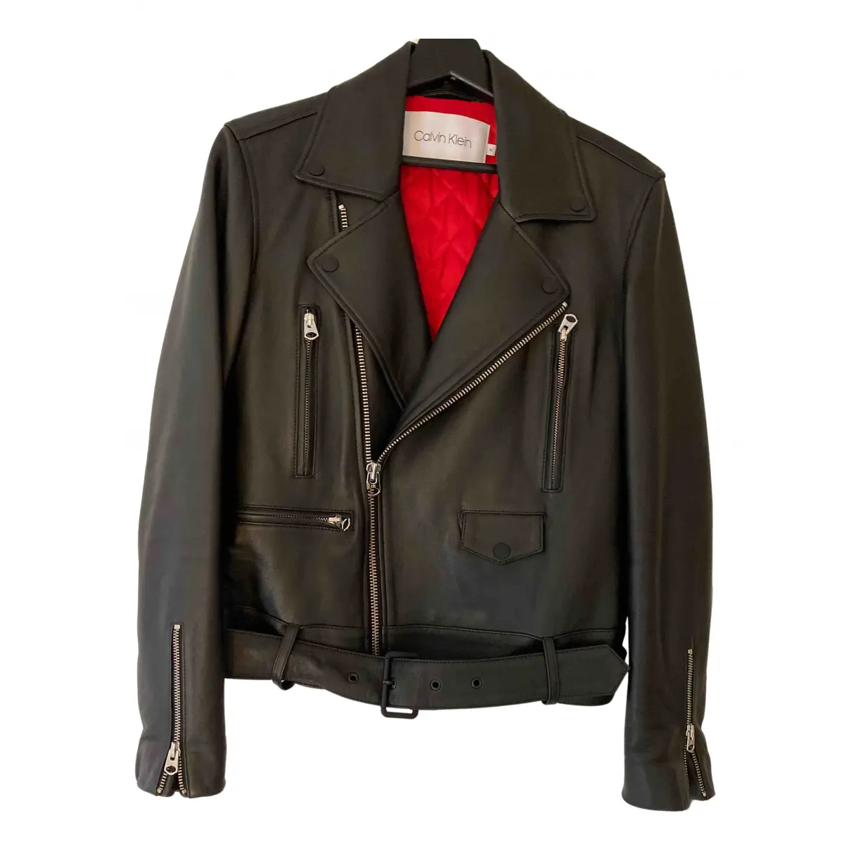 Leather biker jacket Calvin Klein