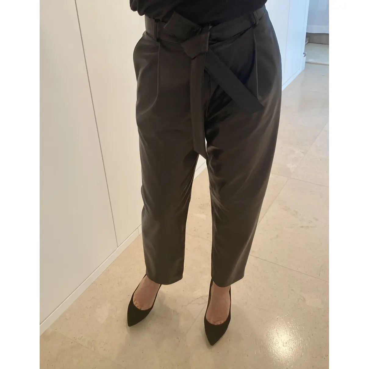 Leather chino pants Carolina Herrera