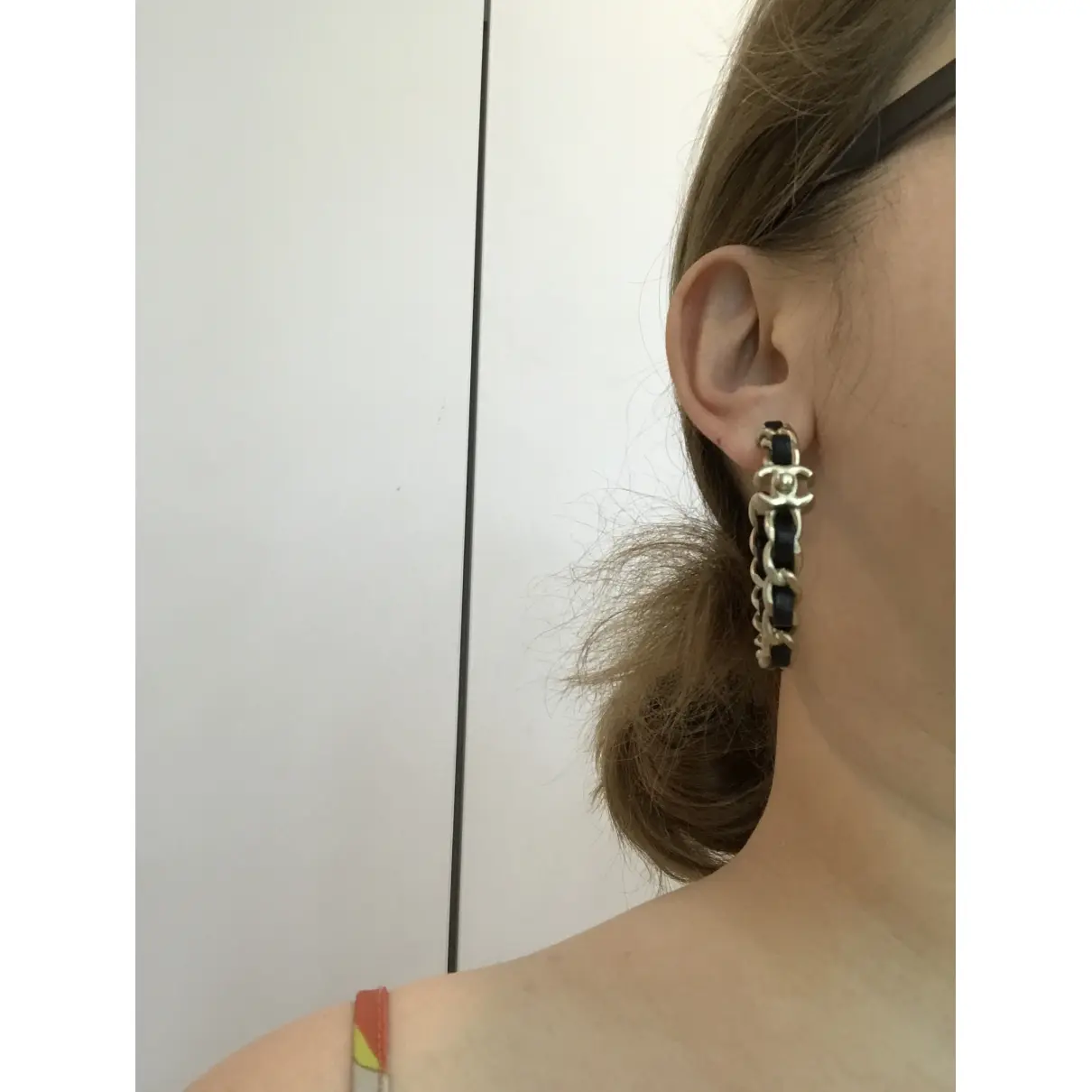 Buy Chanel CC leather earrings online