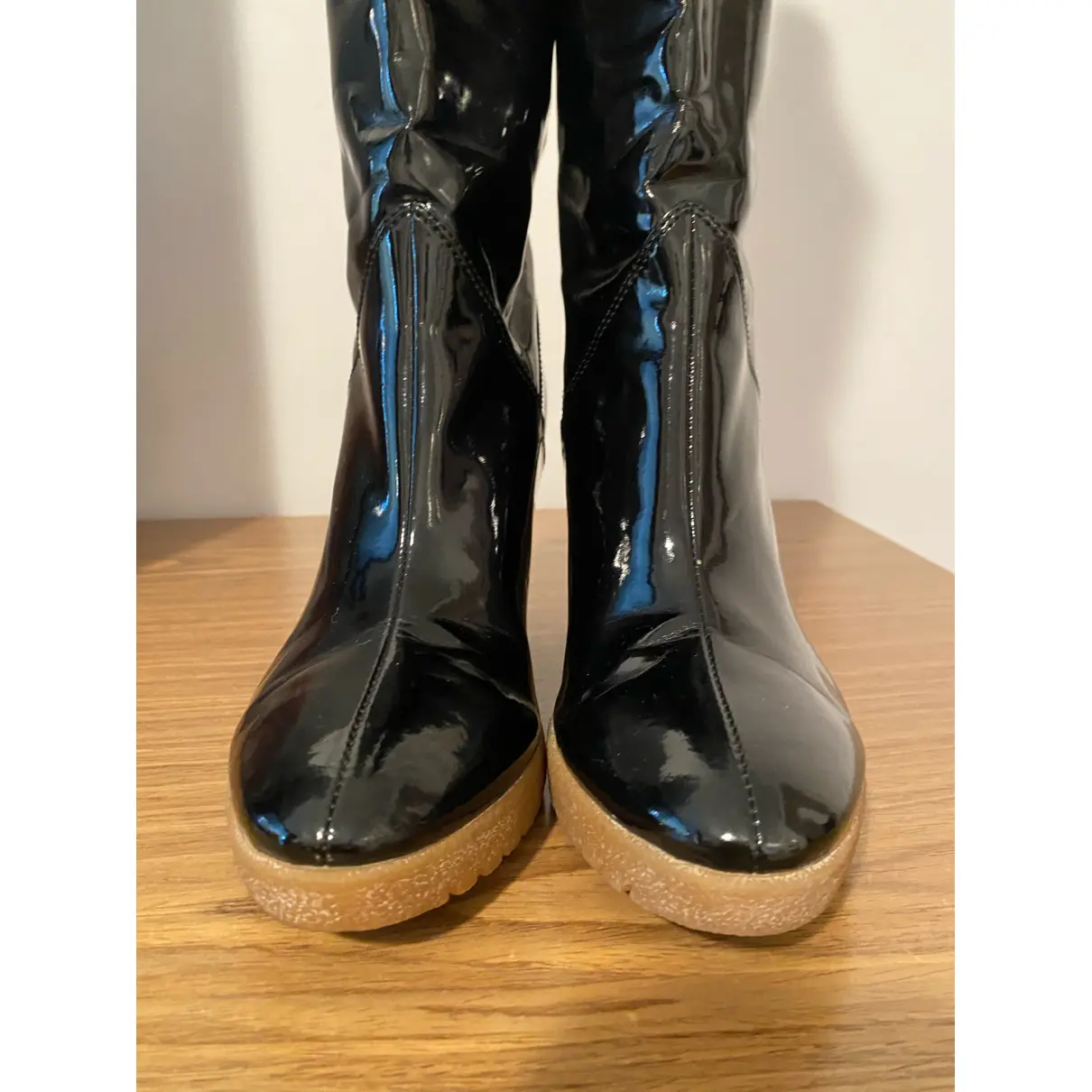 Leather wellington boots Celine