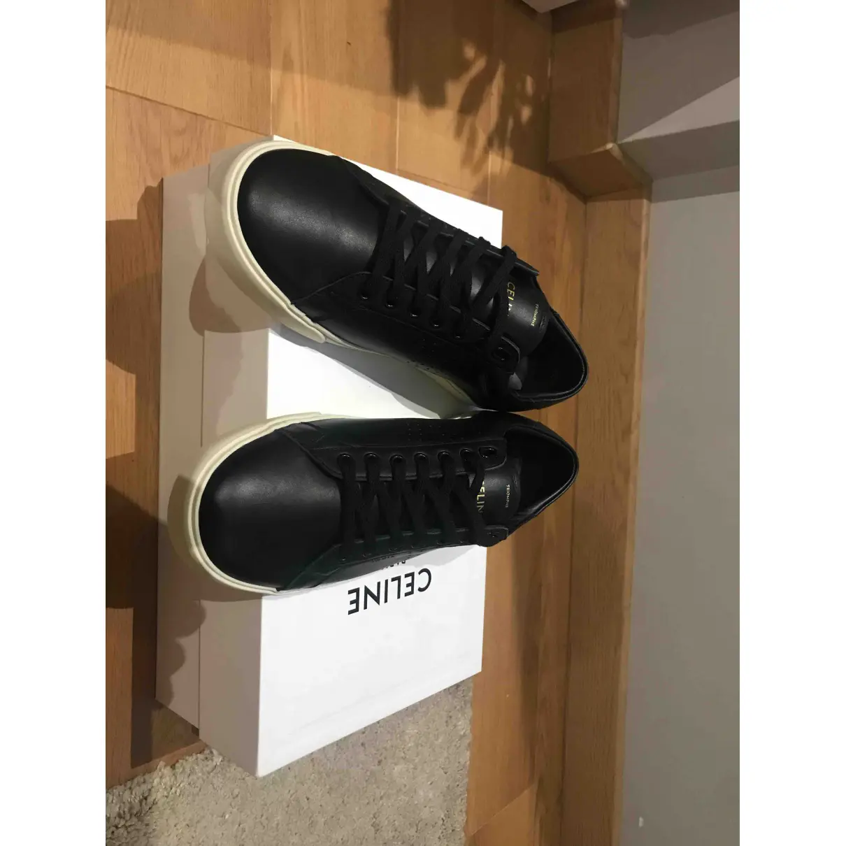 Buy Celine Triomphe leather low trainers online