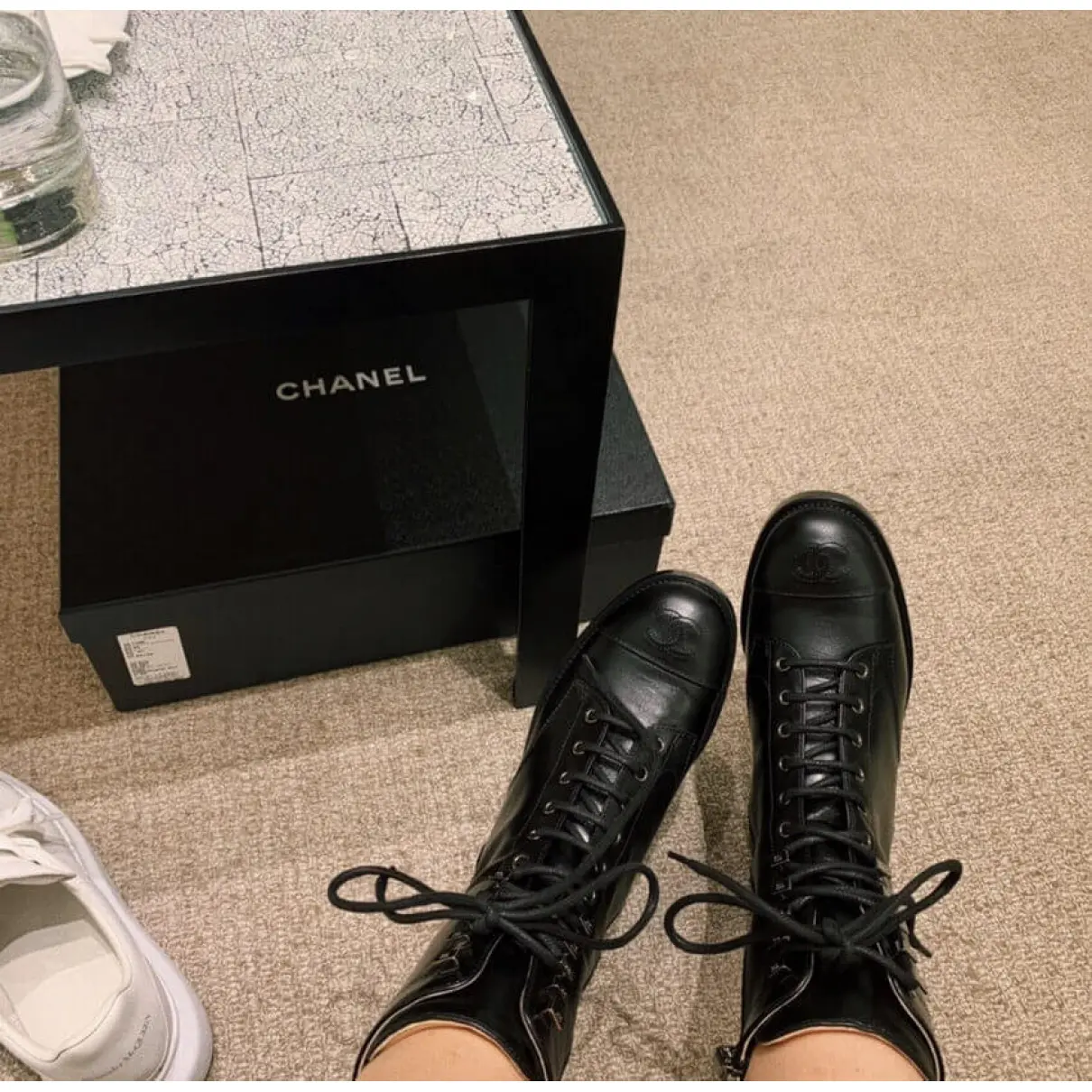 Leather lace up boots Chanel