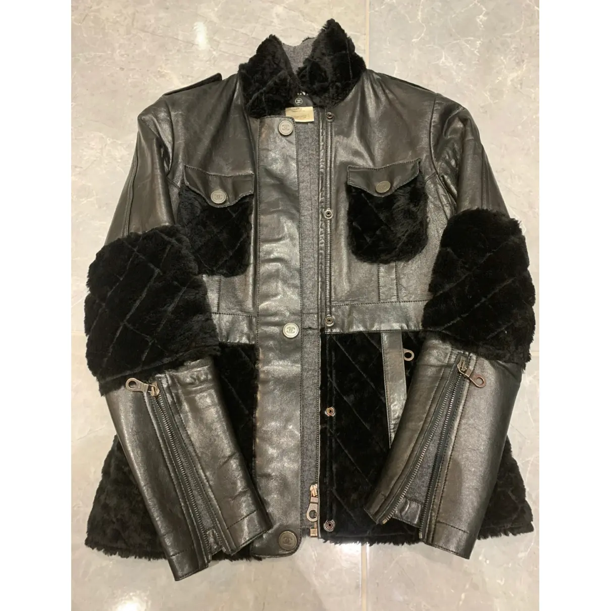 Leather biker jacket Chanel