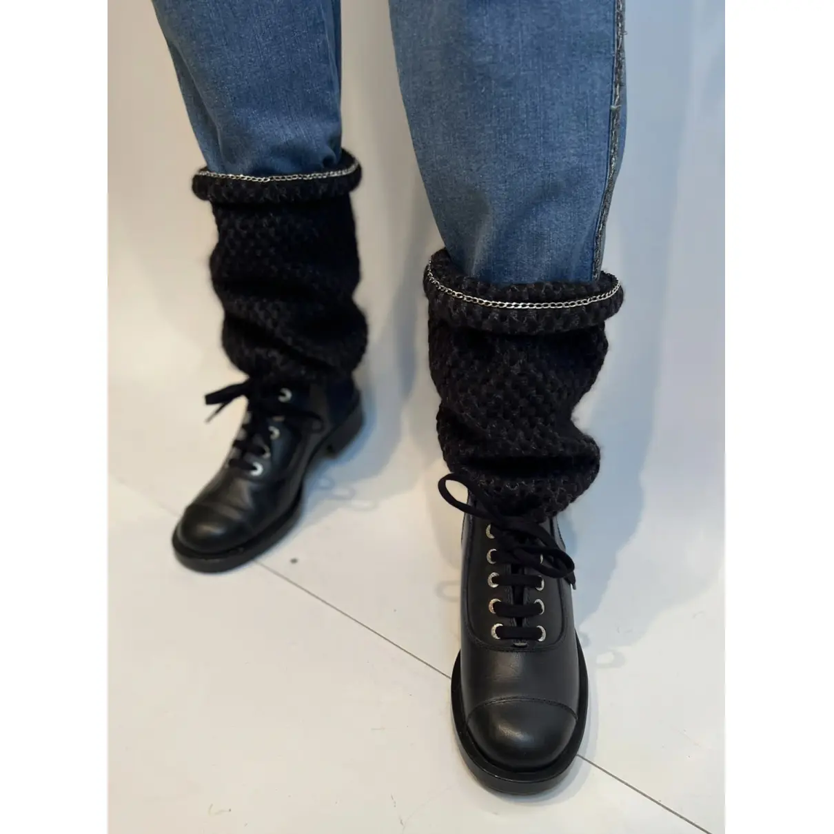 Leather biker boots Chanel