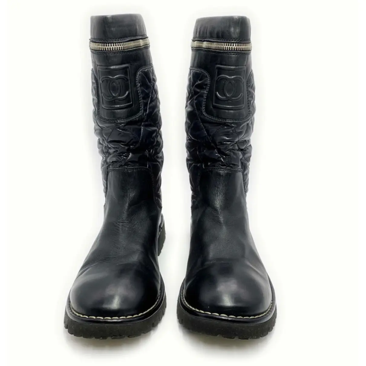 Buy Chanel Leather biker boots online