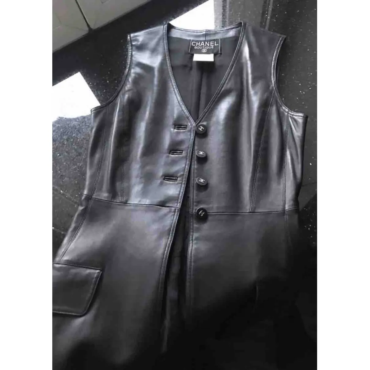 Leather mini dress Chanel - Vintage