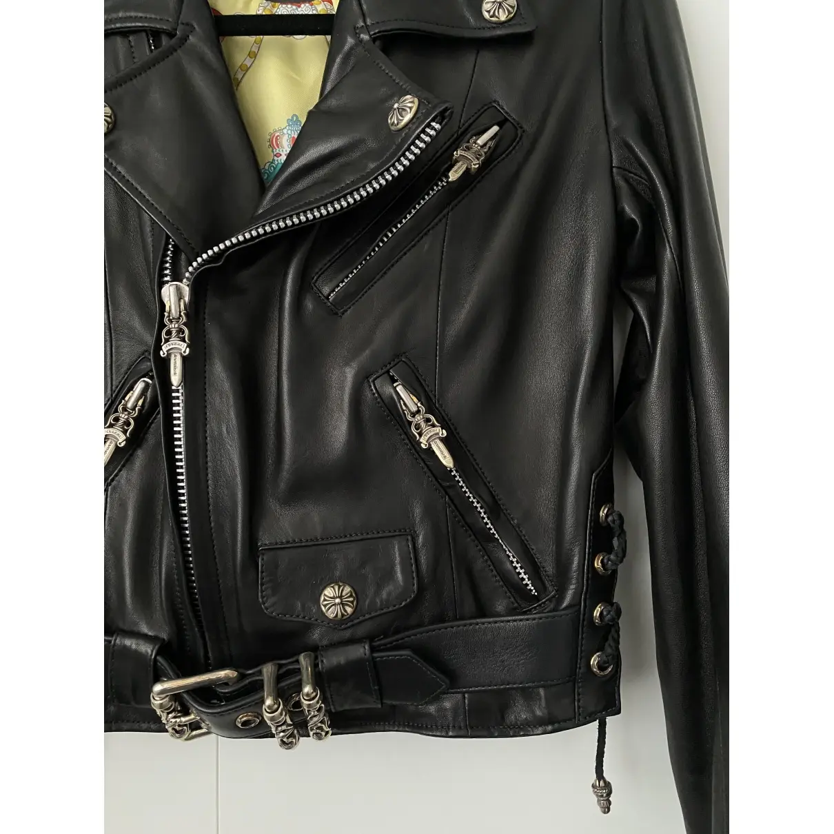 Leather biker jacket Chrome Hearts