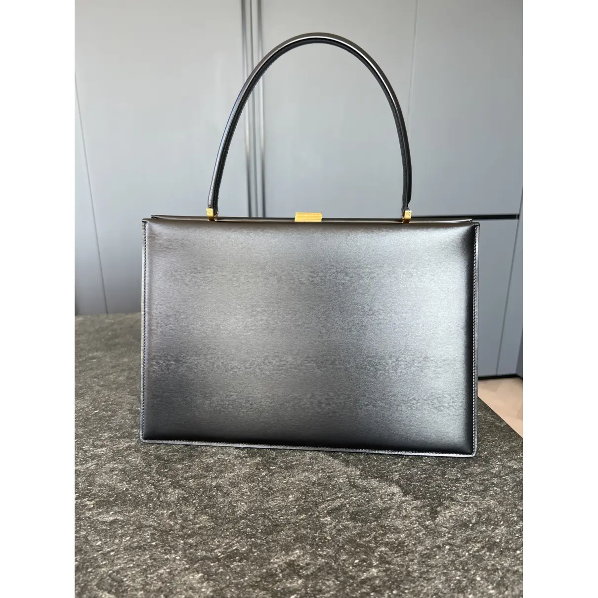 Clasp box leather handbag Celine