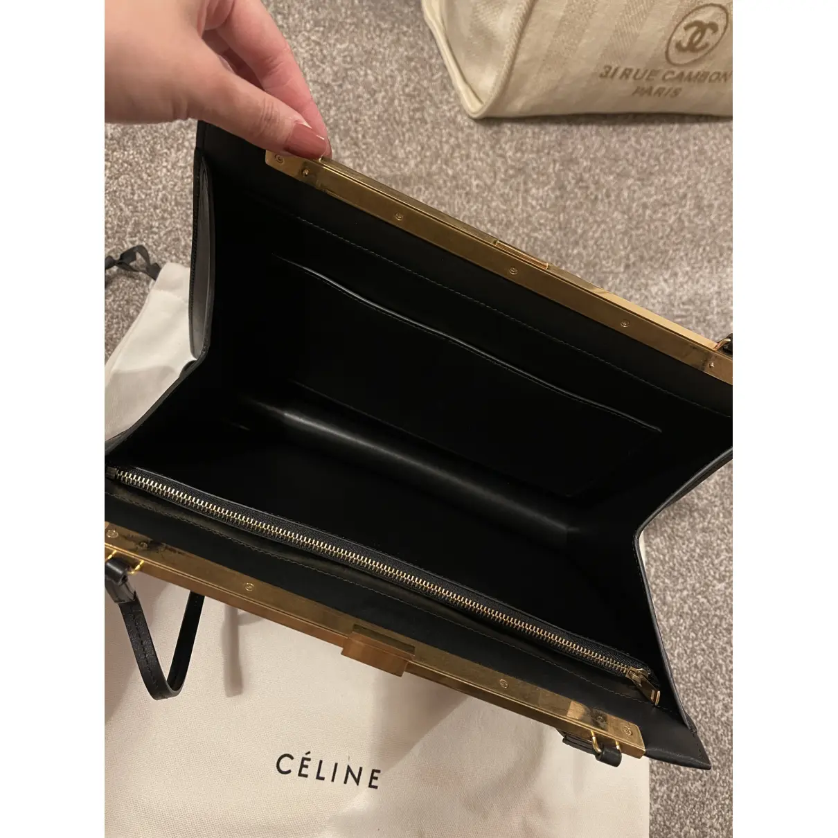 Clasp leather handbag Celine