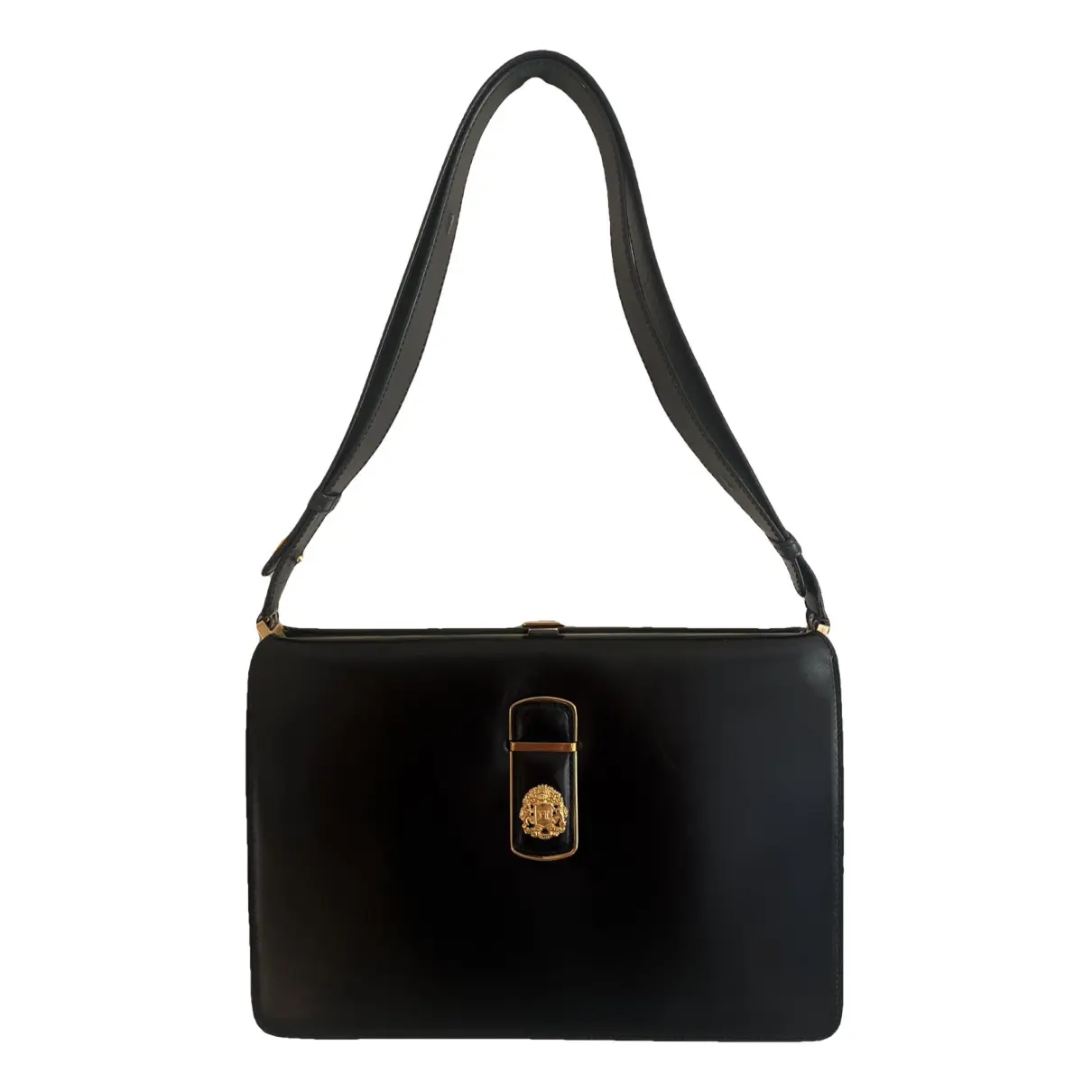 Clasp leather handbag