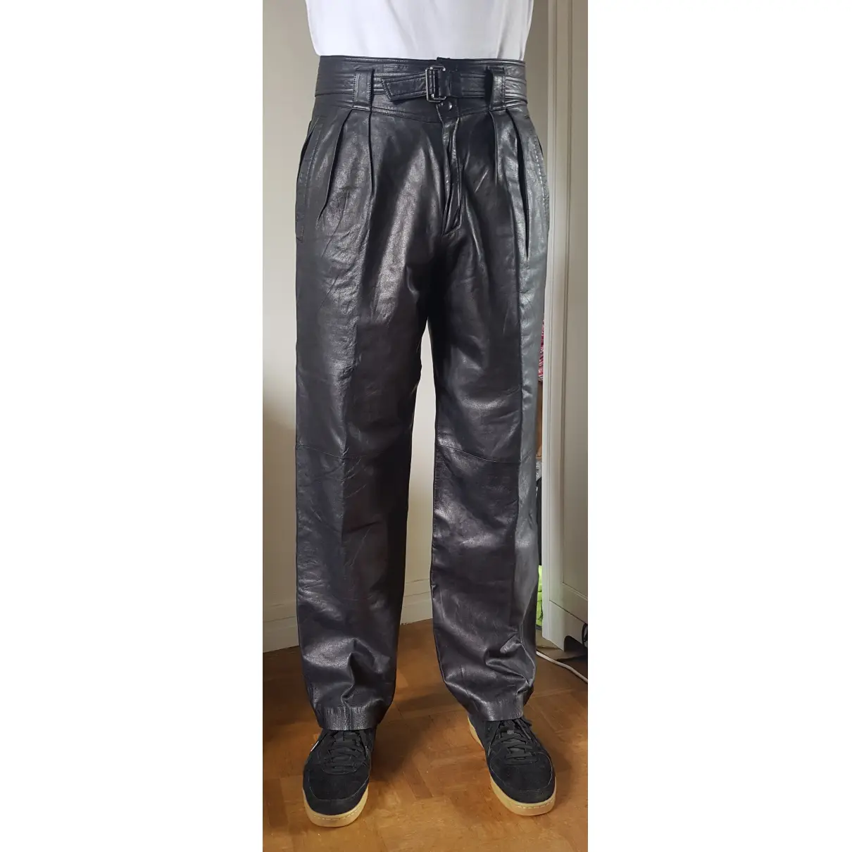 Leather large pants Claude Montana - Vintage