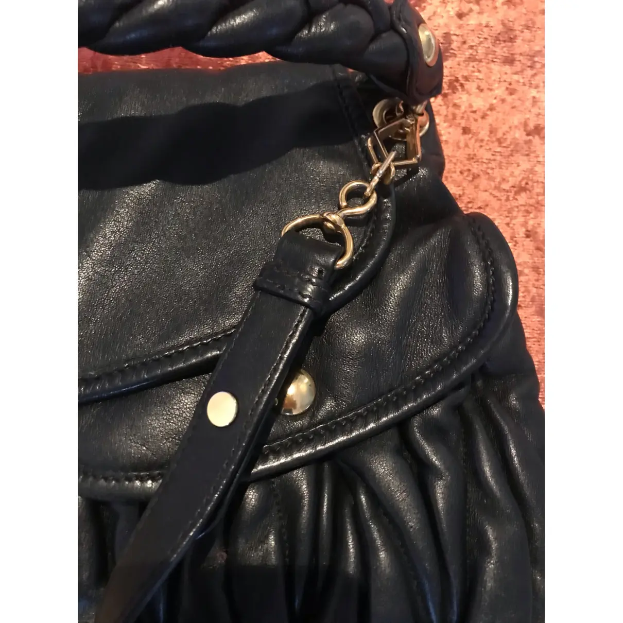 Coffer leather crossbody bag Miu Miu