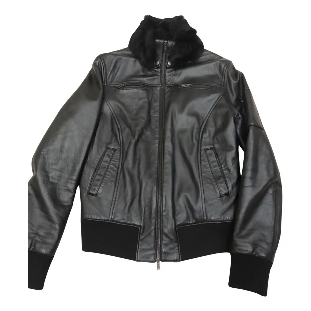 Leather biker jacket CONBIPEL
