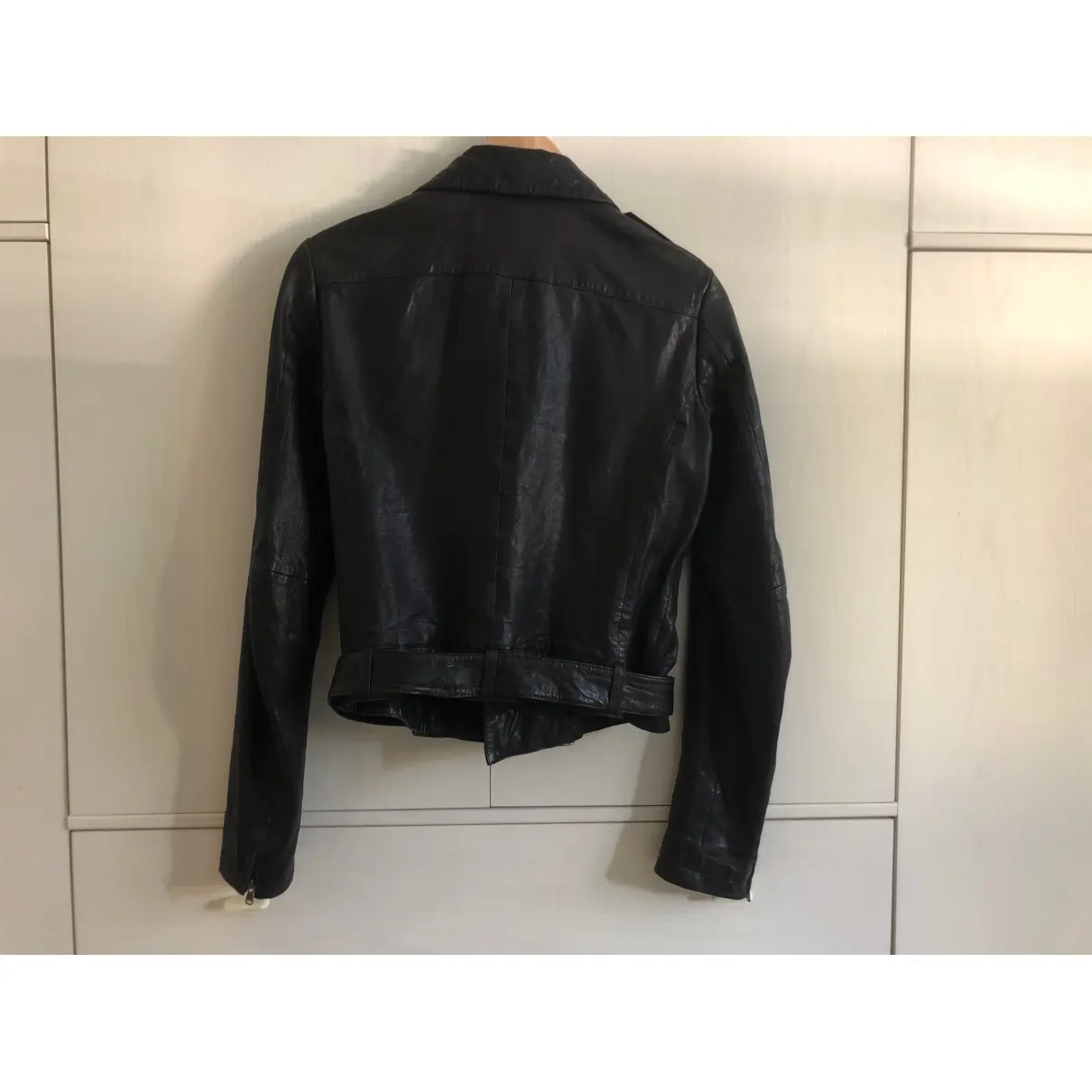 Leather biker jacket Diesel Black Gold