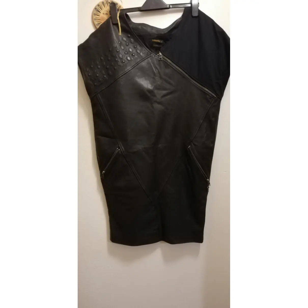 Leather mid-length dress Diesel Black Gold