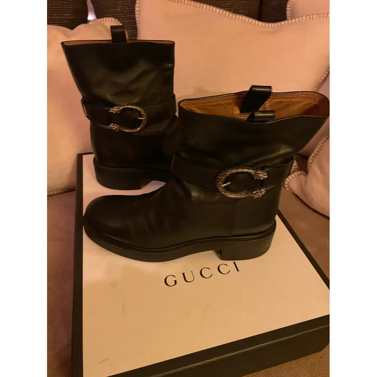 Dionysus leather biker boots Gucci
