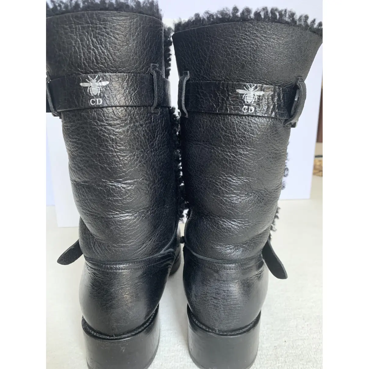 Leather biker boots Dior