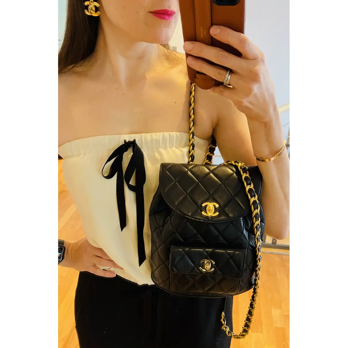 Duma leather backpack Chanel - Vintage