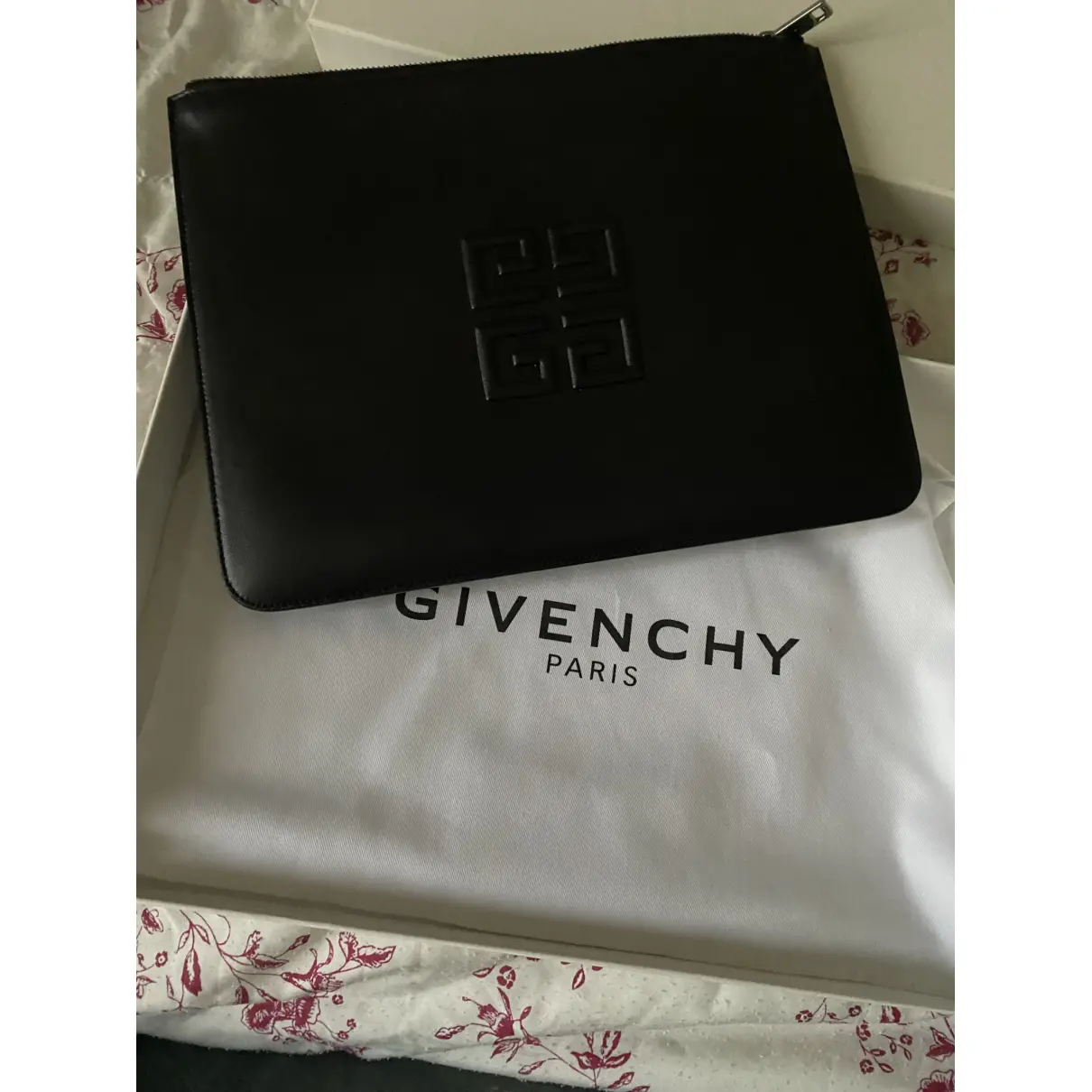 Emblem leather clutch bag Givenchy