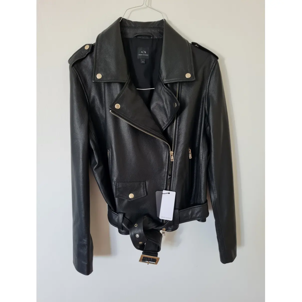 Leather biker jacket Armani Exchange