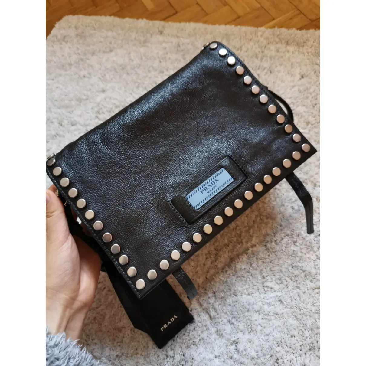 Etiquette leather crossbody bag Prada