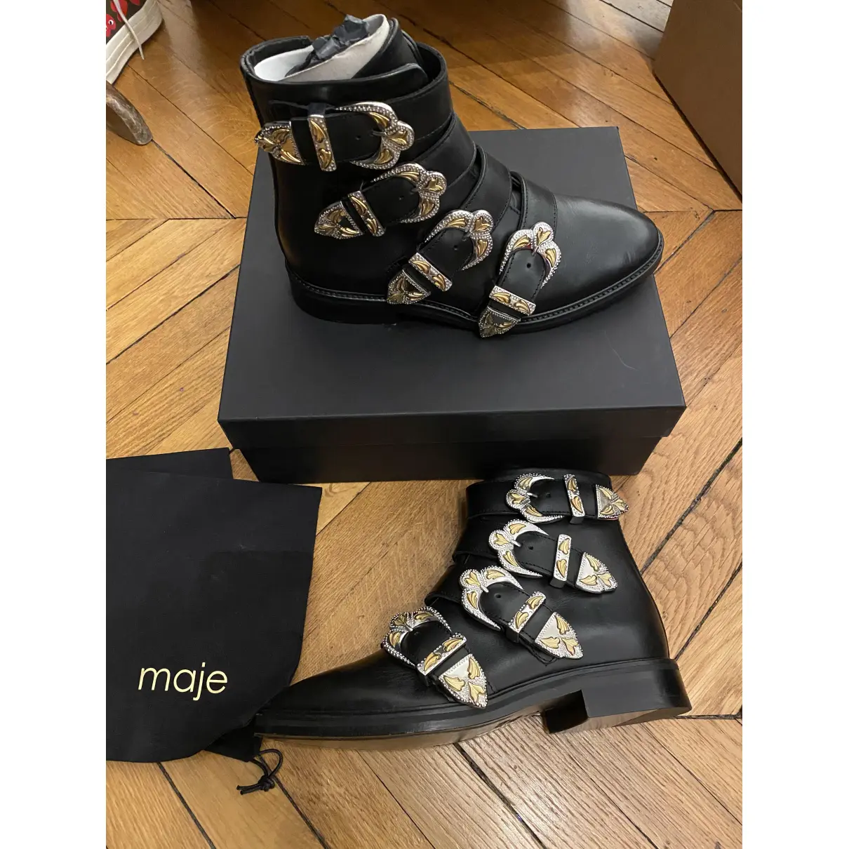 Buy Maje Fall Winter 2019 leather buckled boots online