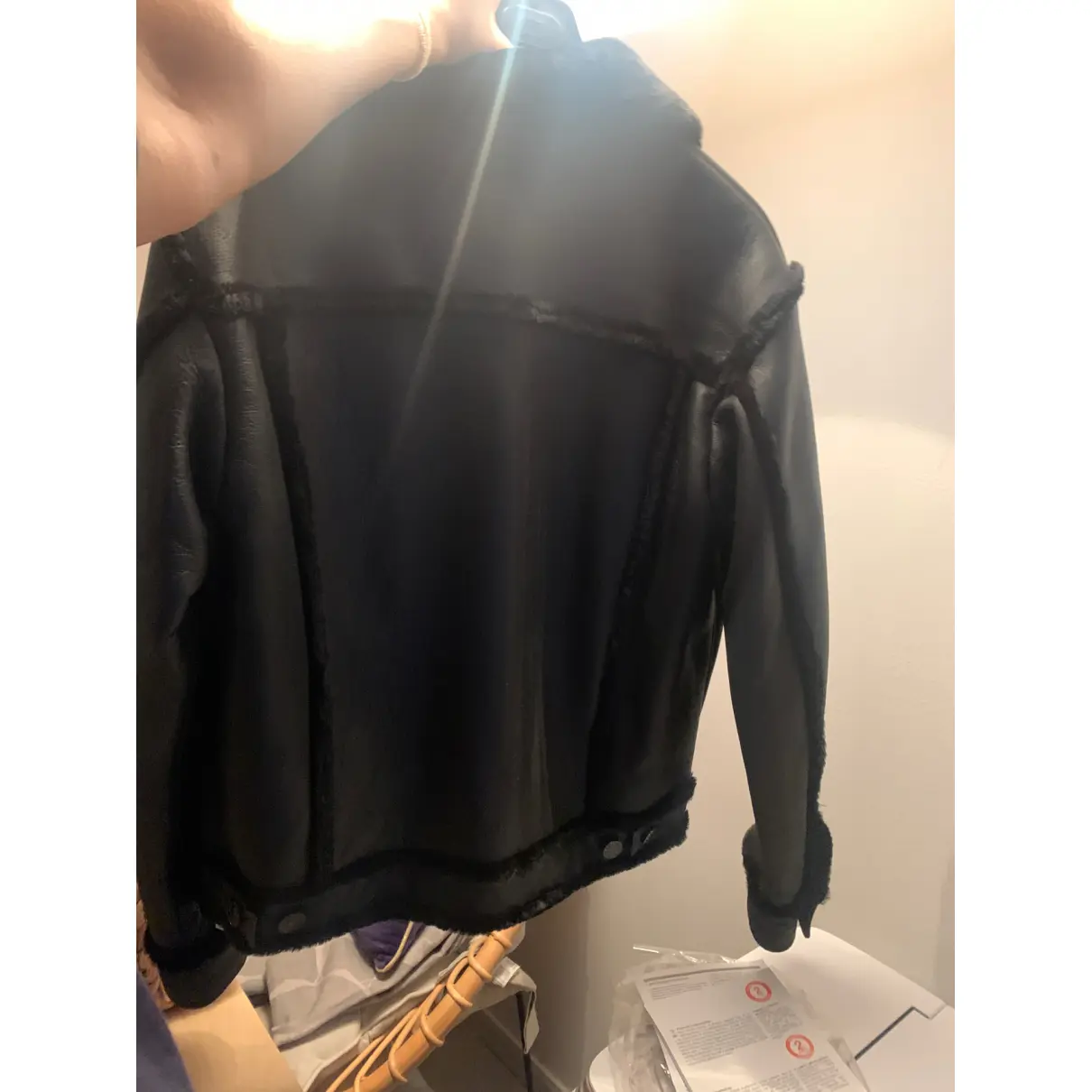 Fall Winter 2019 leather biker jacket Sandro
