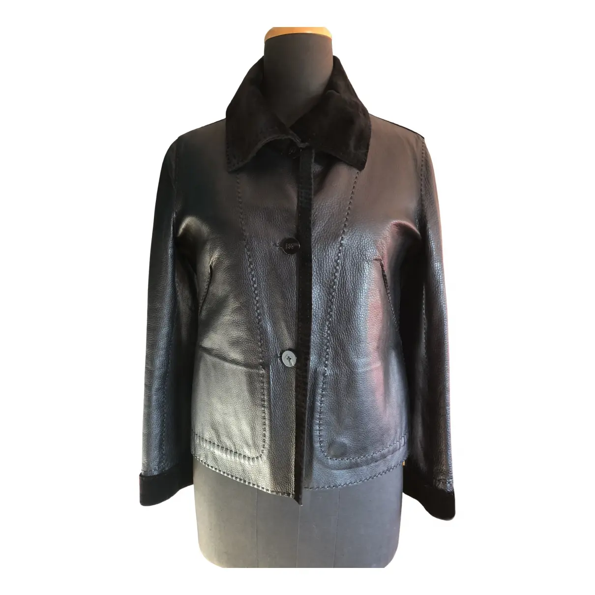 Leather biker jacket Fendi