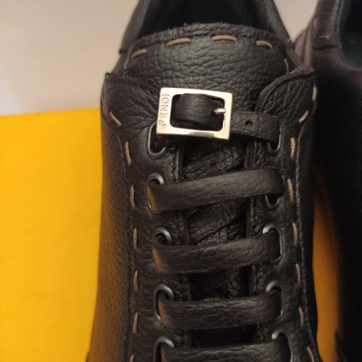 Leather low trainers Fendi
