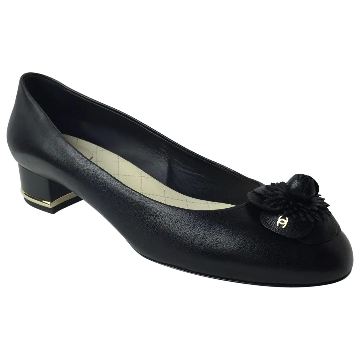 Black Leather Flats Chanel
