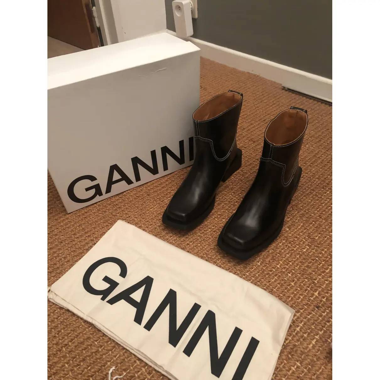 Buy Ganni Leather biker boots online
